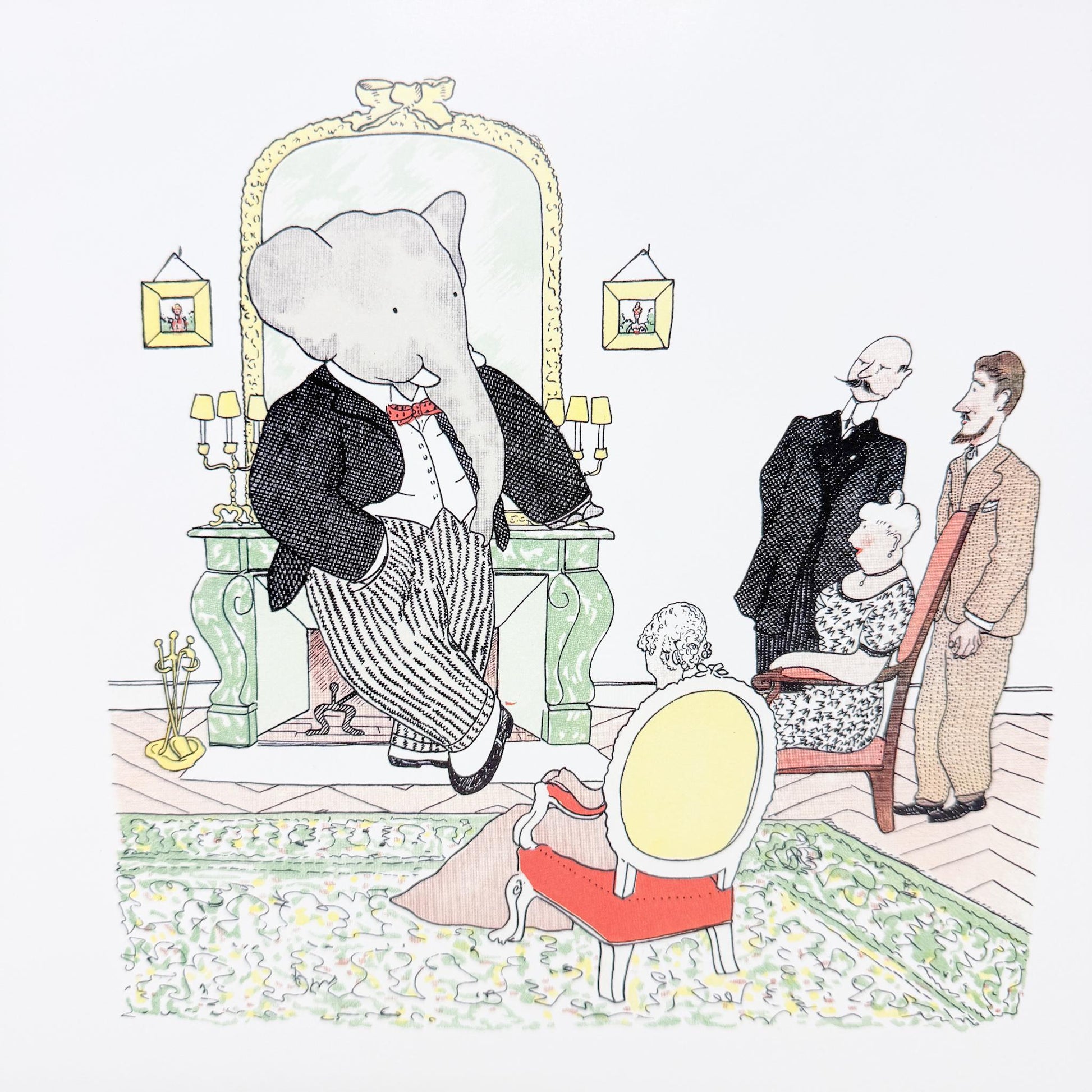Vintage Framed Babar the Elephant Print, 11x14", Sitting Room
