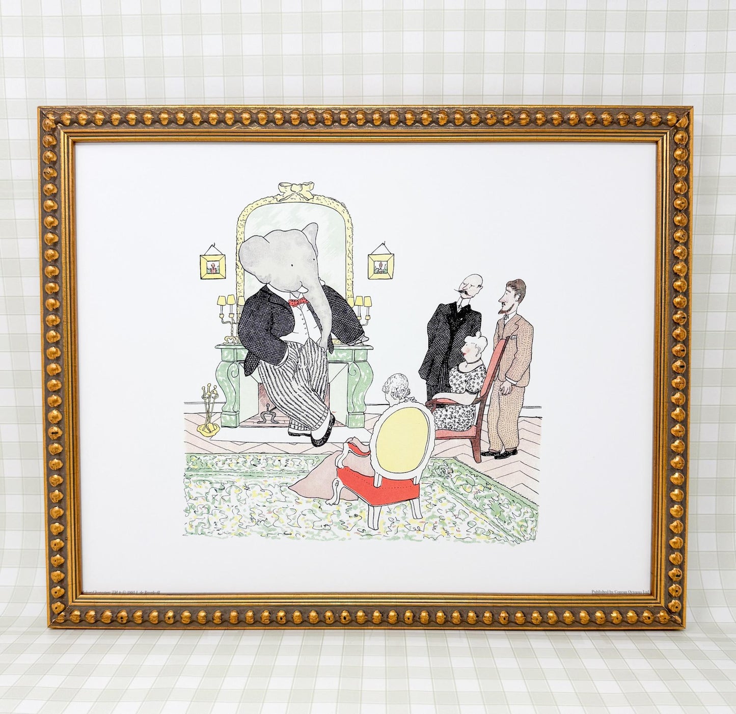 Vintage Framed Babar the Elephant Print, 11x14", Sitting Room