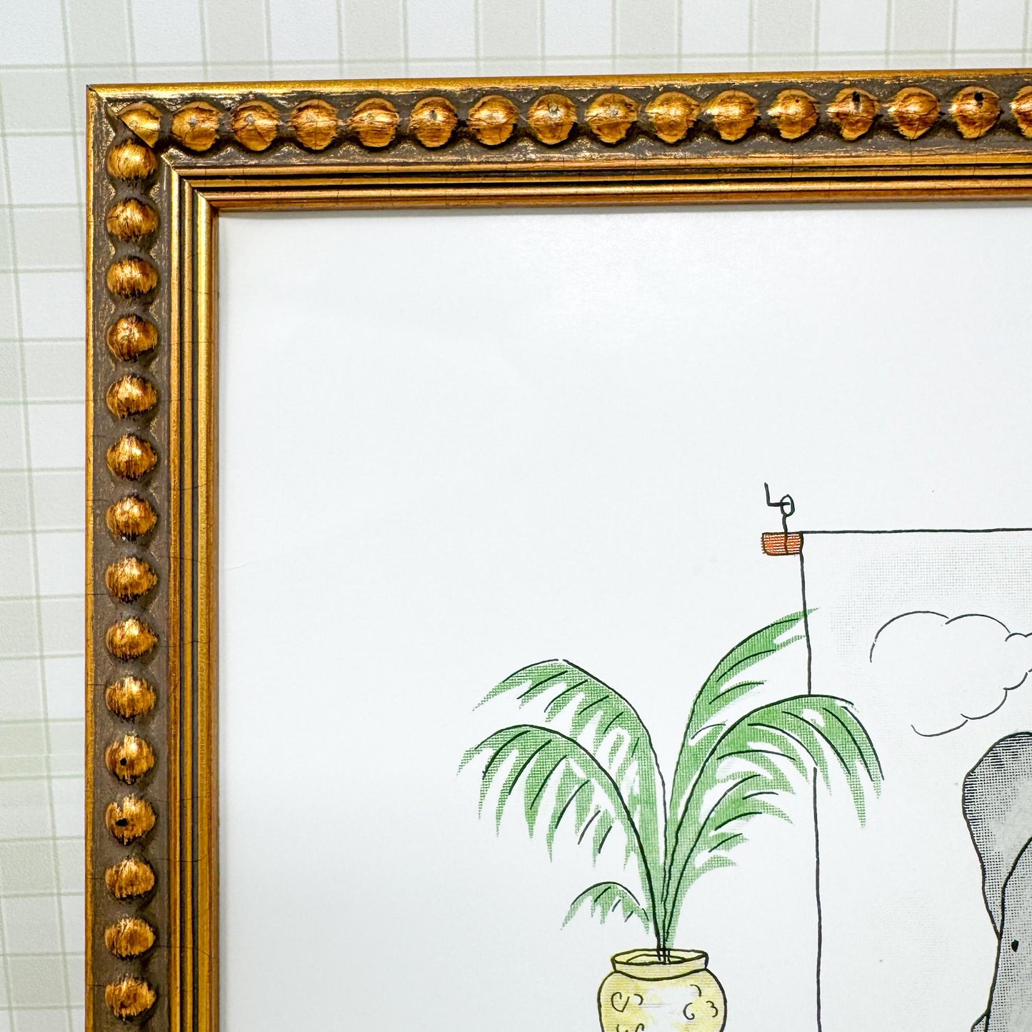 Vintage Framed Babar the Elephant Print, 11x14", Portrait Sitting