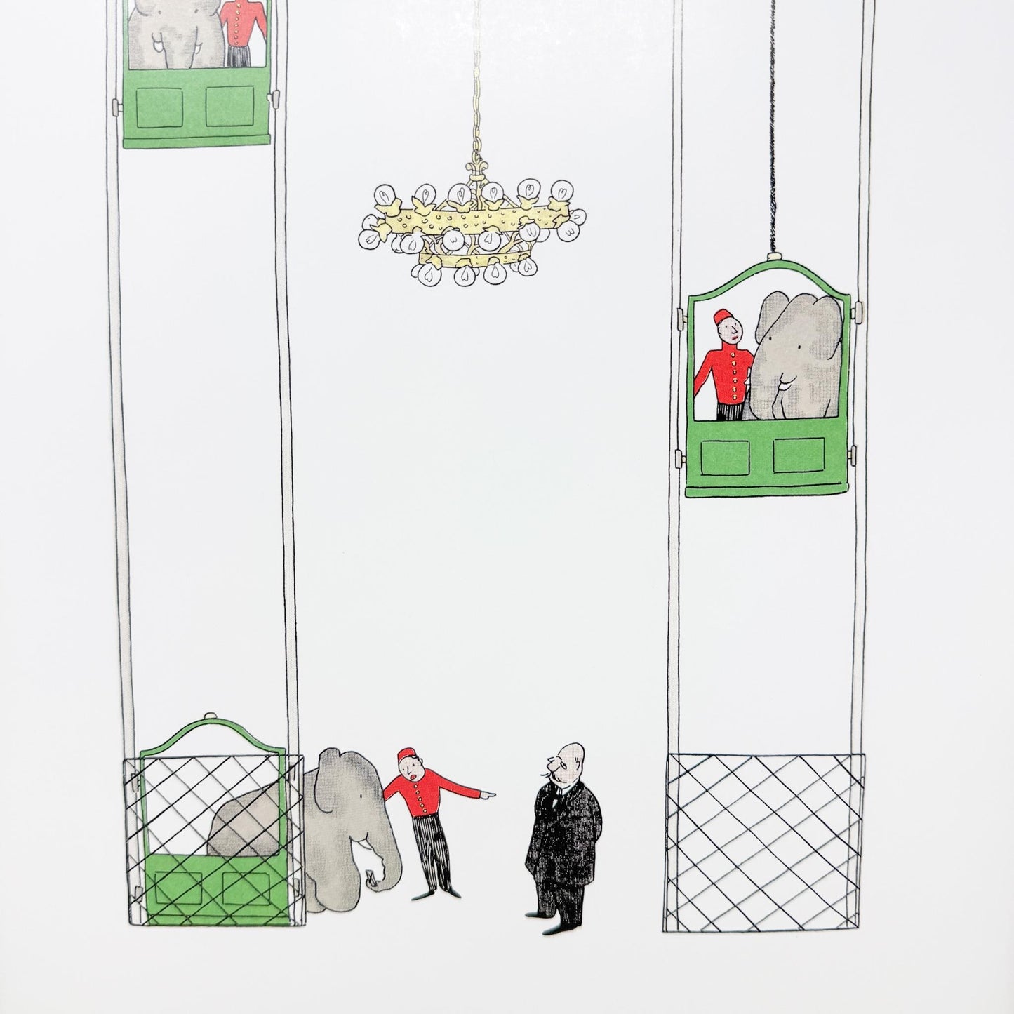 Vintage Framed Babar the Elephant Print, 11x14", Elevator