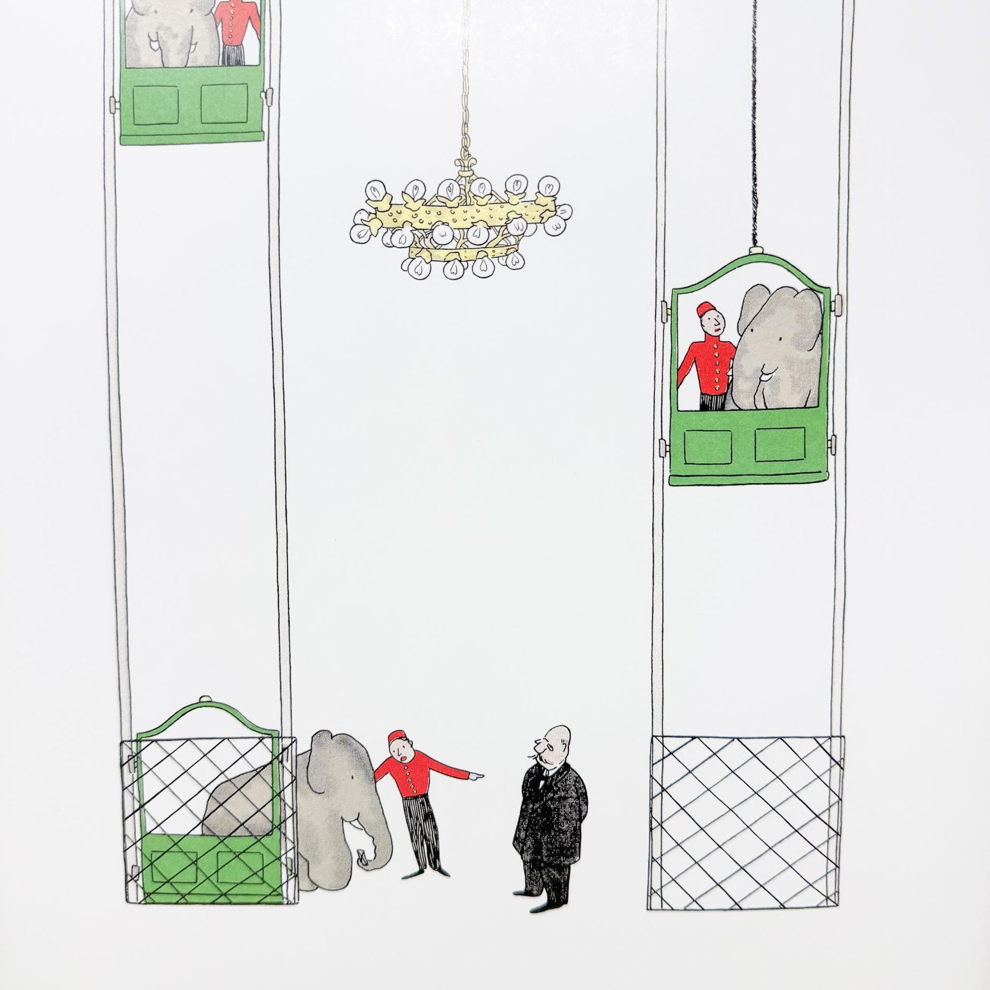 Vintage Framed Babar the Elephant Print, 11x14", Elevator