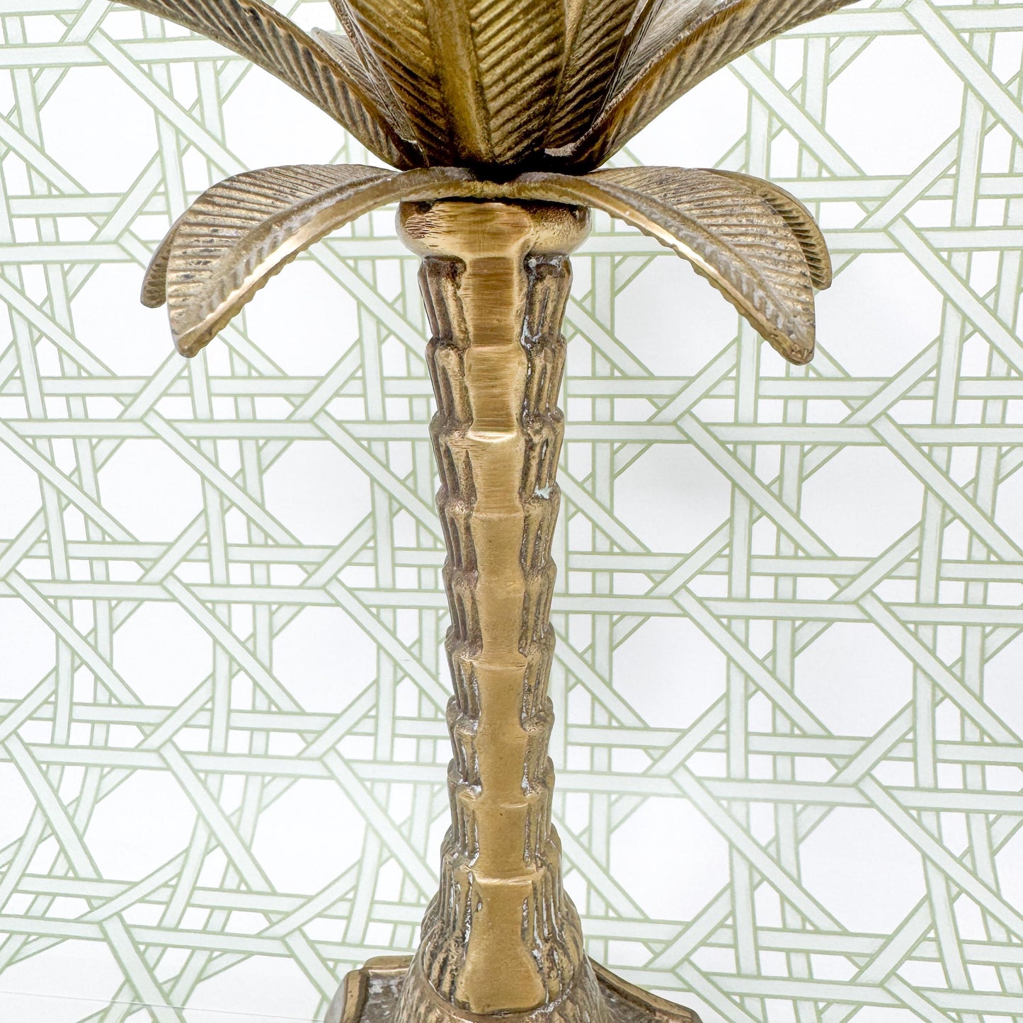 Vintage Brass Palm Tree Candle Stick Holder