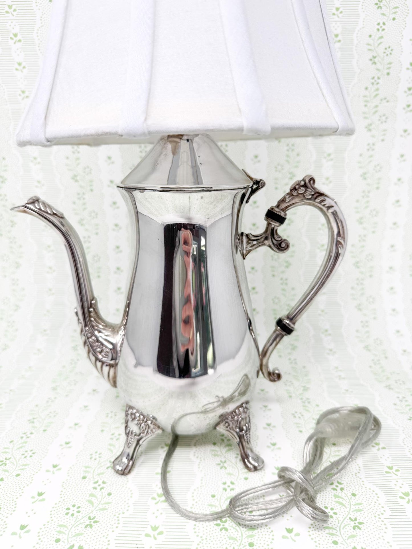 Vintage Silverplate Teapot Table Lamp