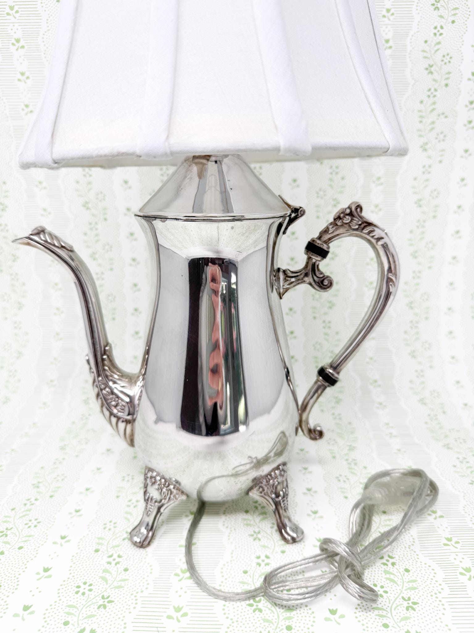 Vintage Silverplate Teapot Table Lamp