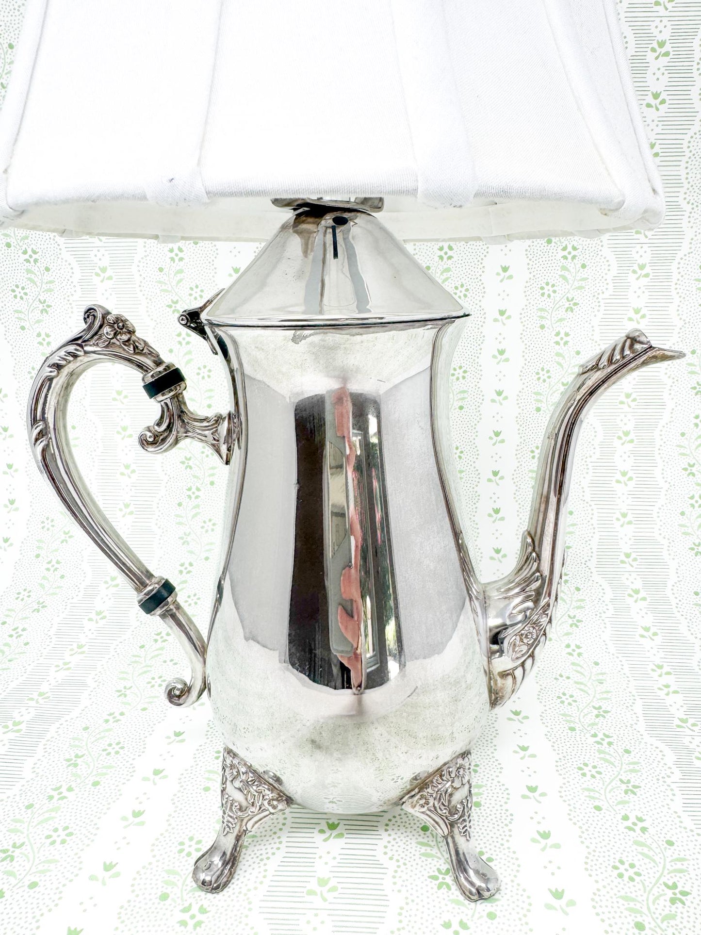 Vintage Silverplate Teapot Table Lamp