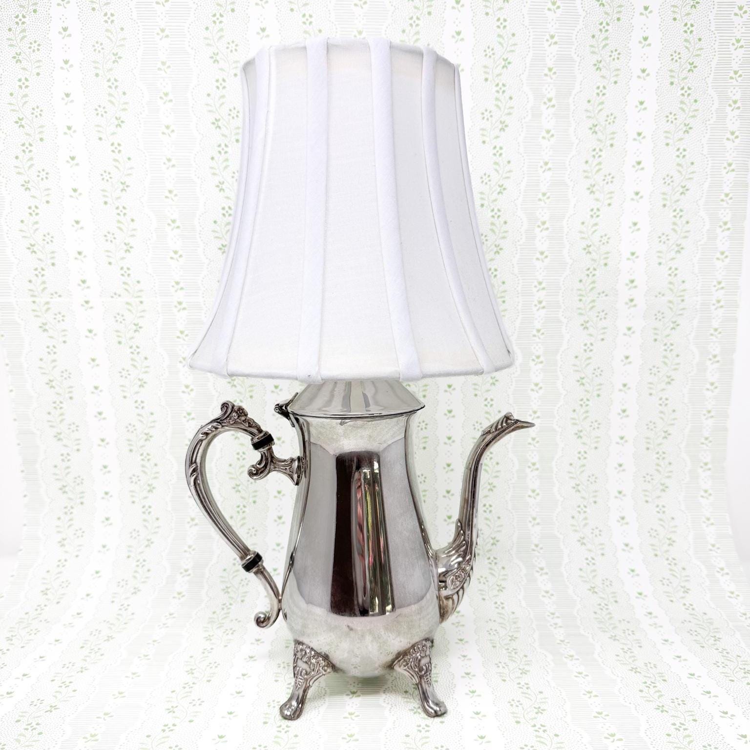 Vintage Silverplate Teapot Table Lamp