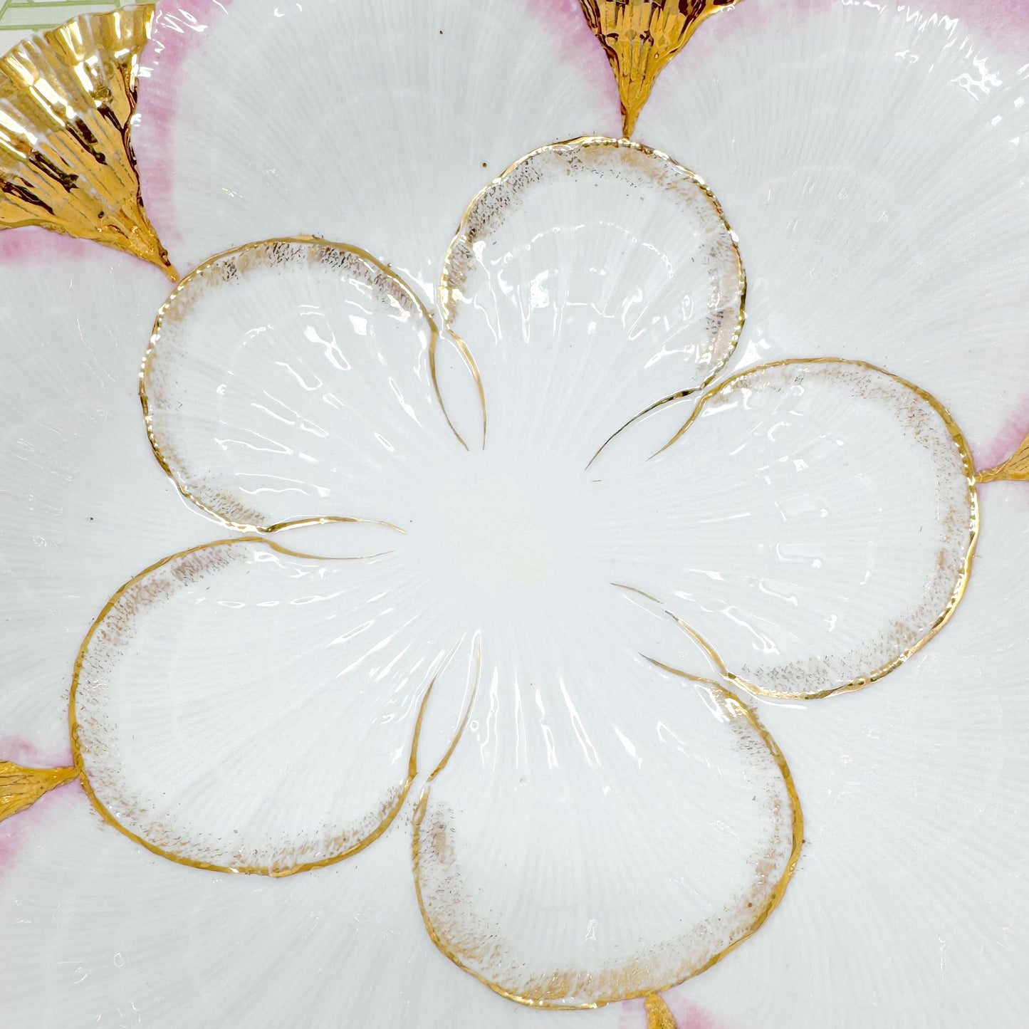 Vintage Pink and Gold Seashell 10" Bowl
