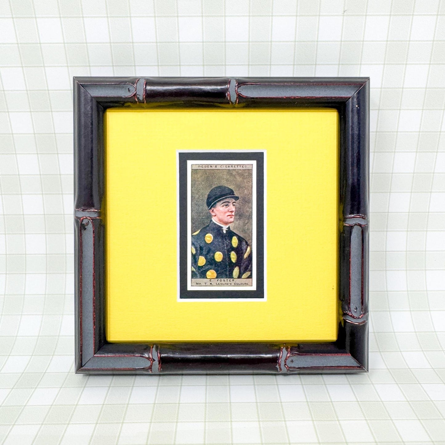 Framed Antique Jockey Horse Cigarette Card c. 1927, E. Foster
