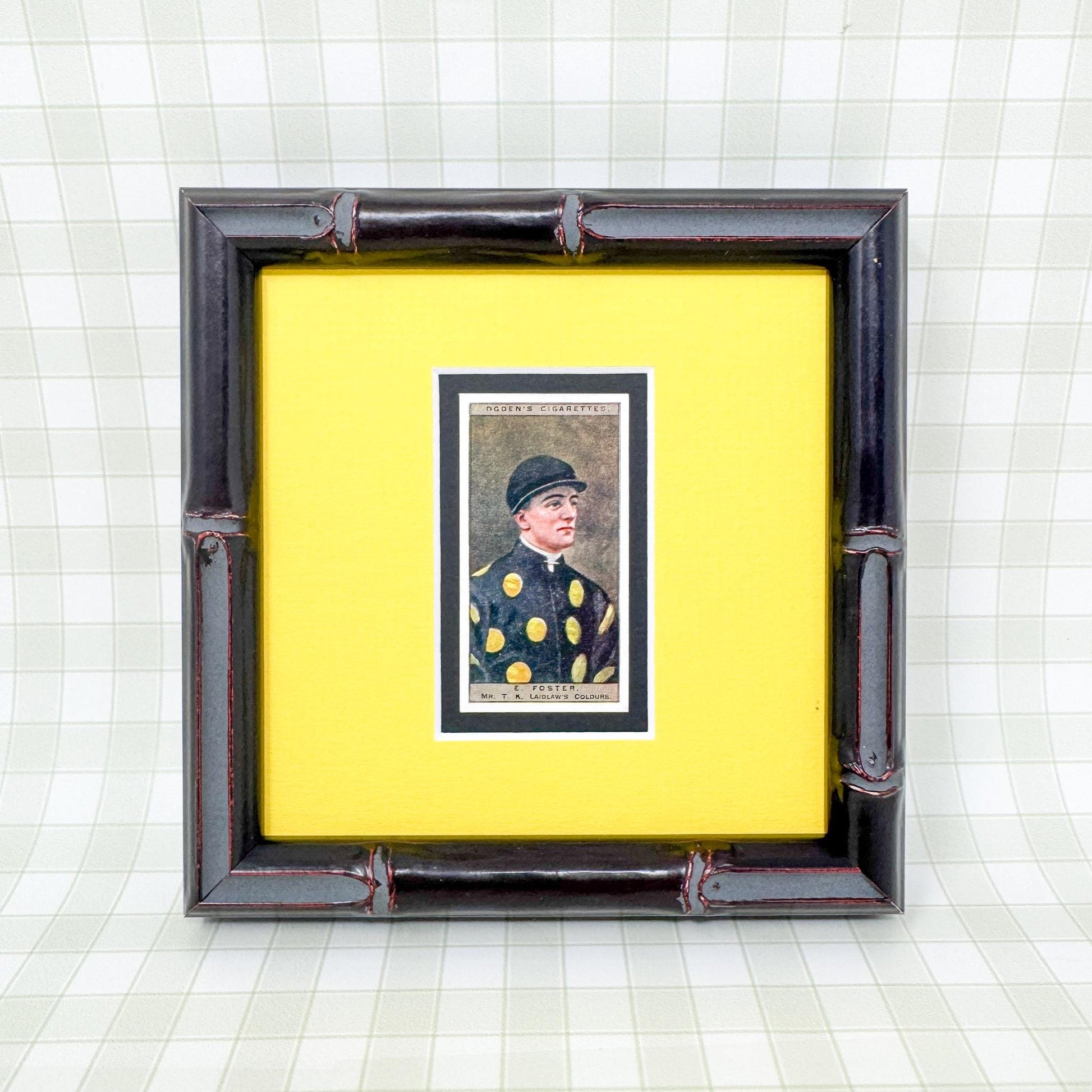 Framed Antique Jockey Horse Cigarette Card c. 1927, E. Foster