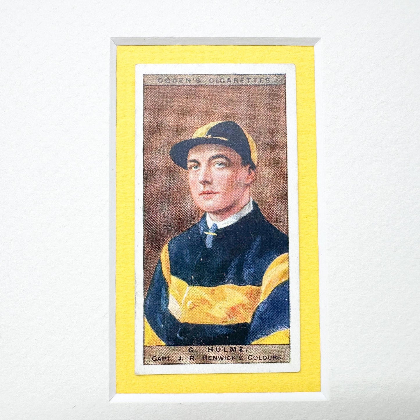 Framed Antique Jockey Horse Cigarette Card c. 1927, G. Hulme