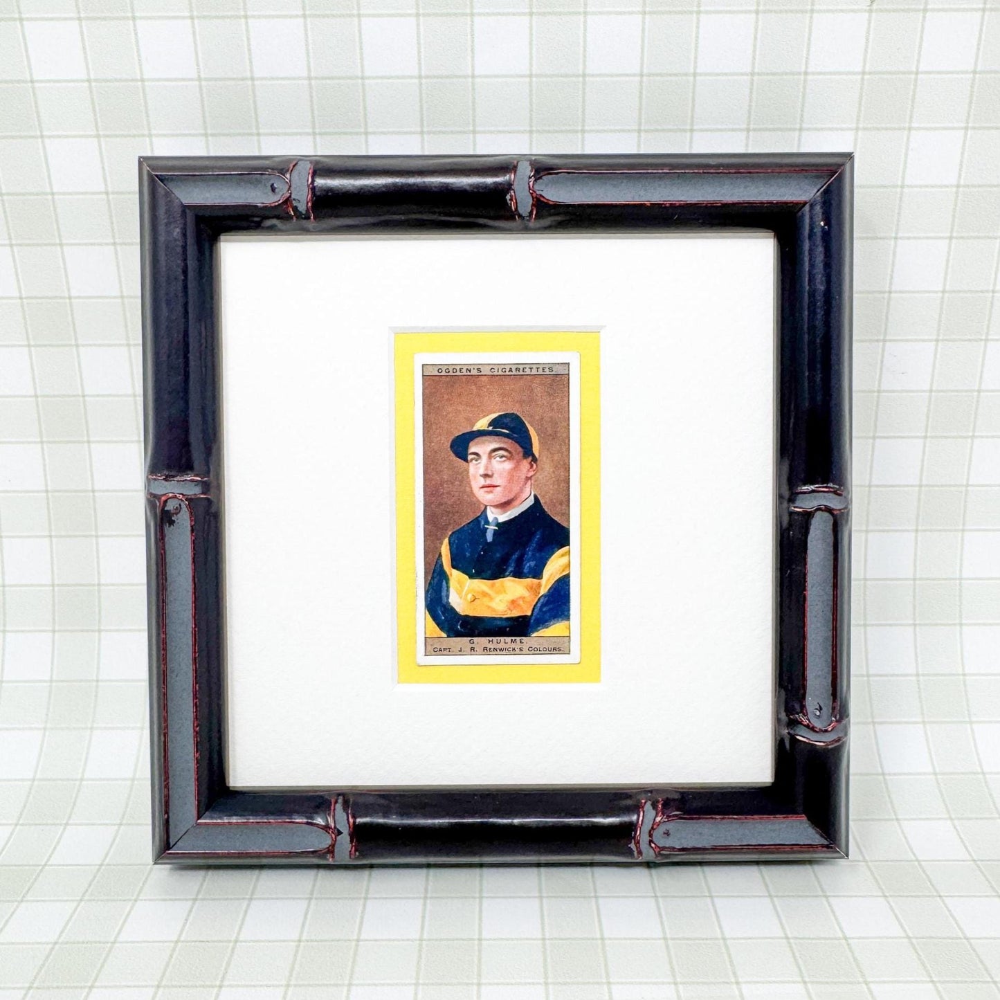 Framed Antique Jockey Horse Cigarette Card c. 1927, G. Hulme