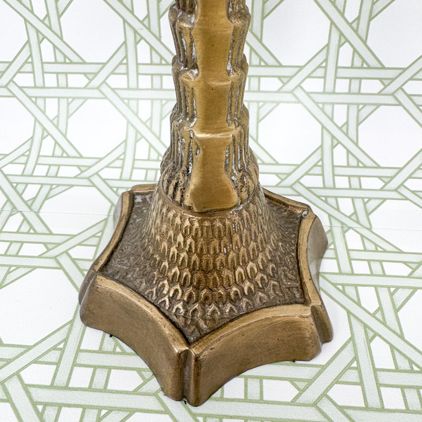 Vintage Brass Palm Tree Candle Stick Holder