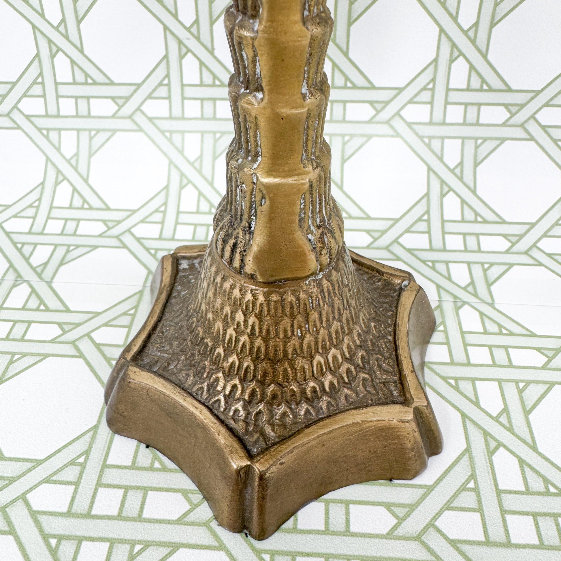 Vintage Brass Palm Tree Candle Stick Holder