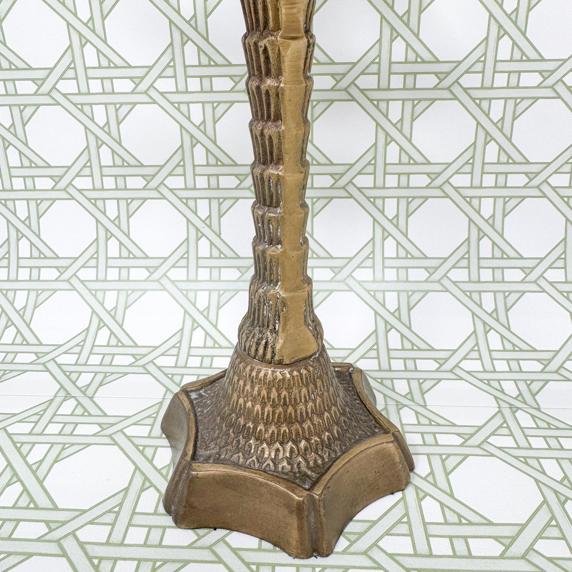 Vintage Brass Palm Tree Candle Stick Holder