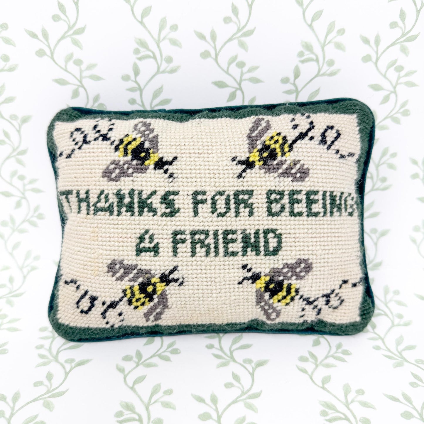 Vintage Needlepoint Pillow, Thanks For Beeing A Friend