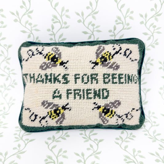 Vintage Needlepoint Pillow, Thanks For Beeing A Friend