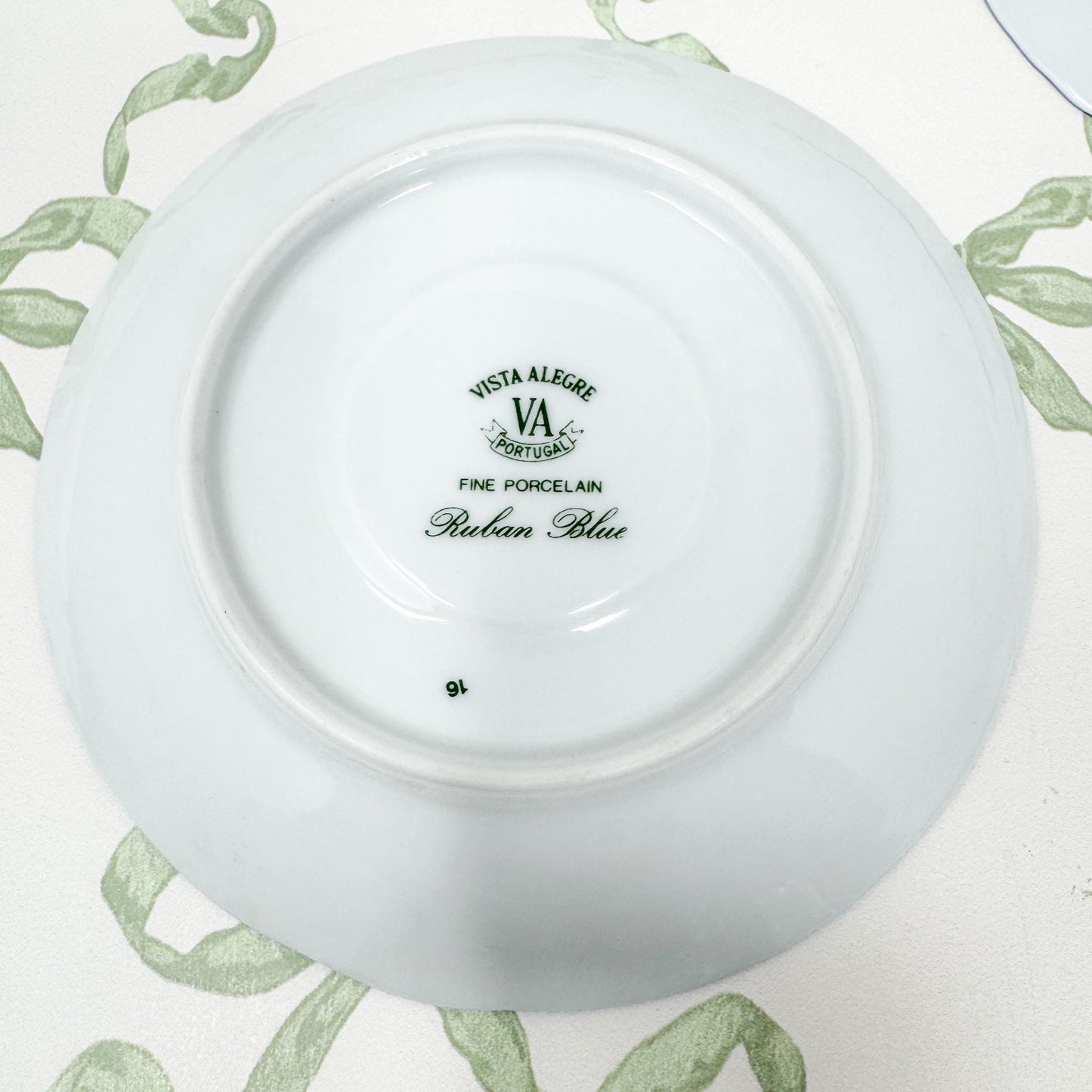 Vintage Vista Alegre Teacup and Saucers, Ruban Blue