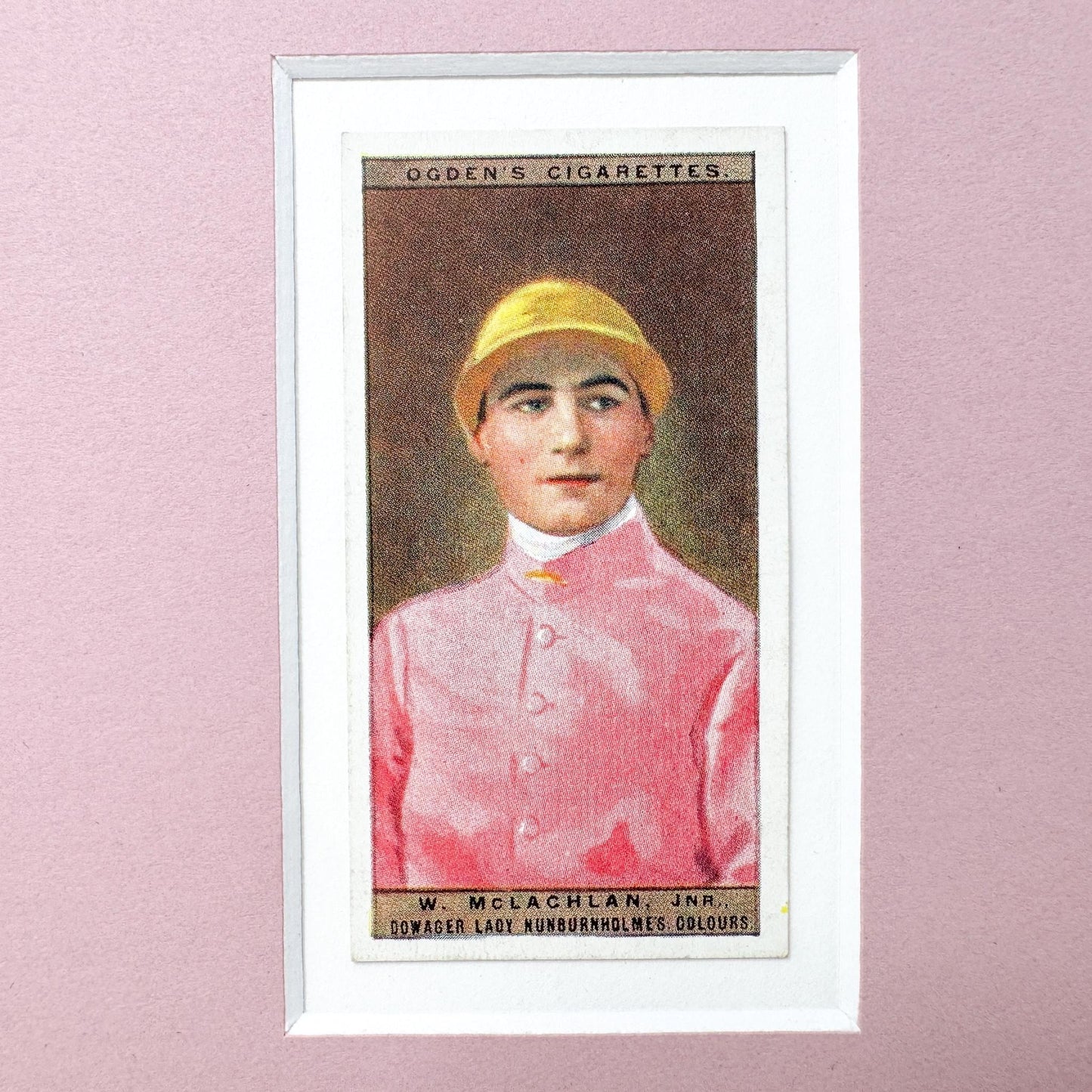 Framed Antique Jockey Horse Cigarette Card c. 1927, W. McLachlan