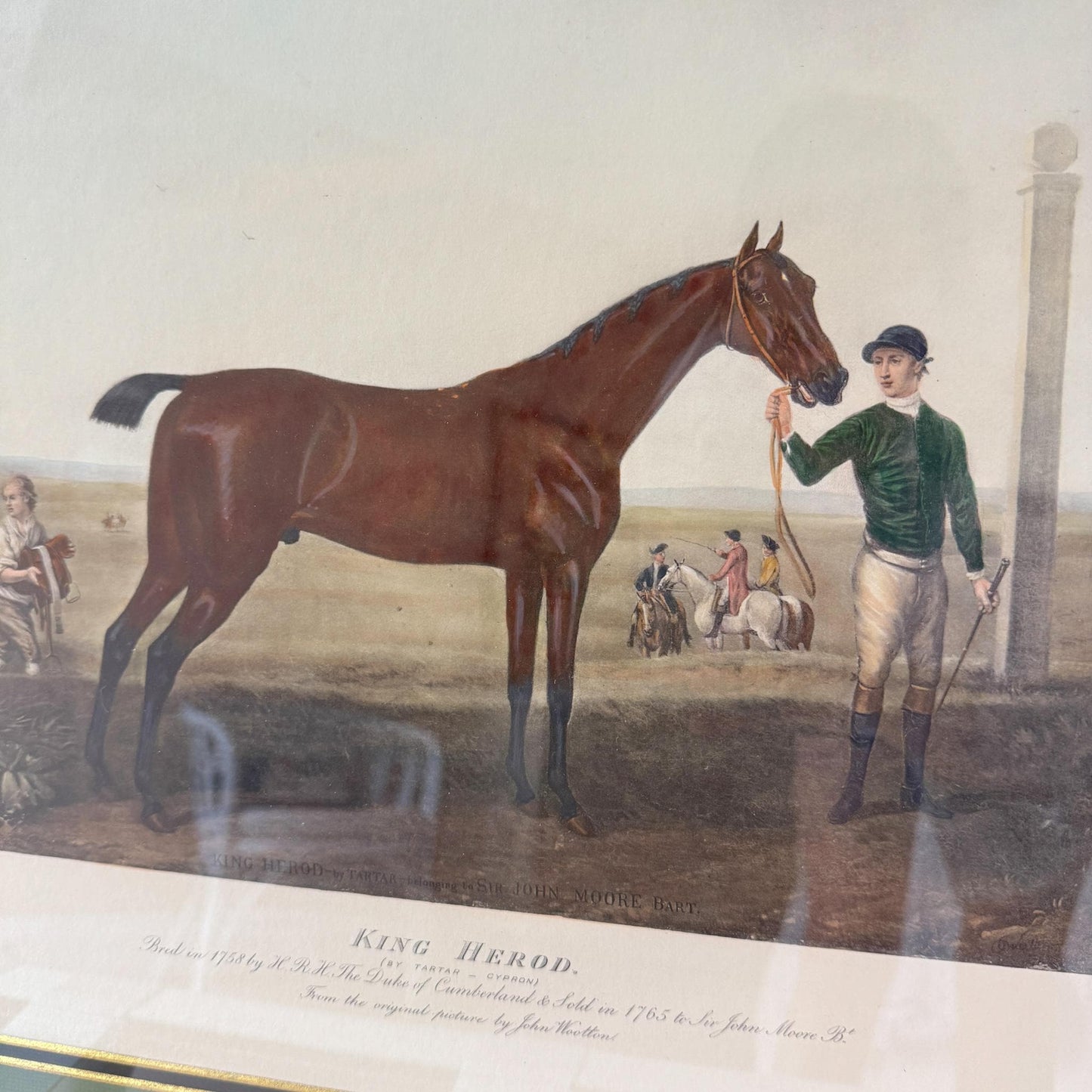 Framed Antique Race Horse Lithograph, King Herod