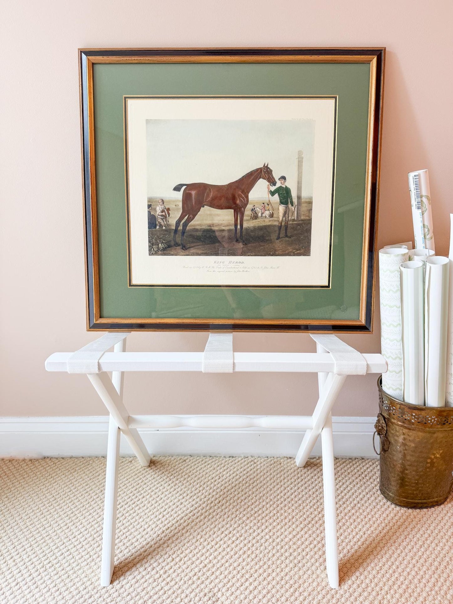Framed Antique Race Horse Lithograph, King Herod
