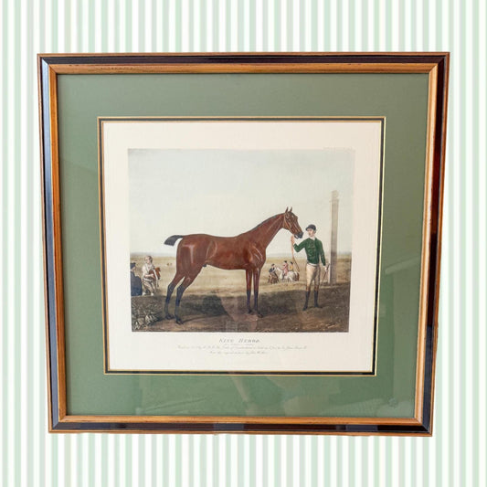 Framed Antique Race Horse Lithograph, King Herod