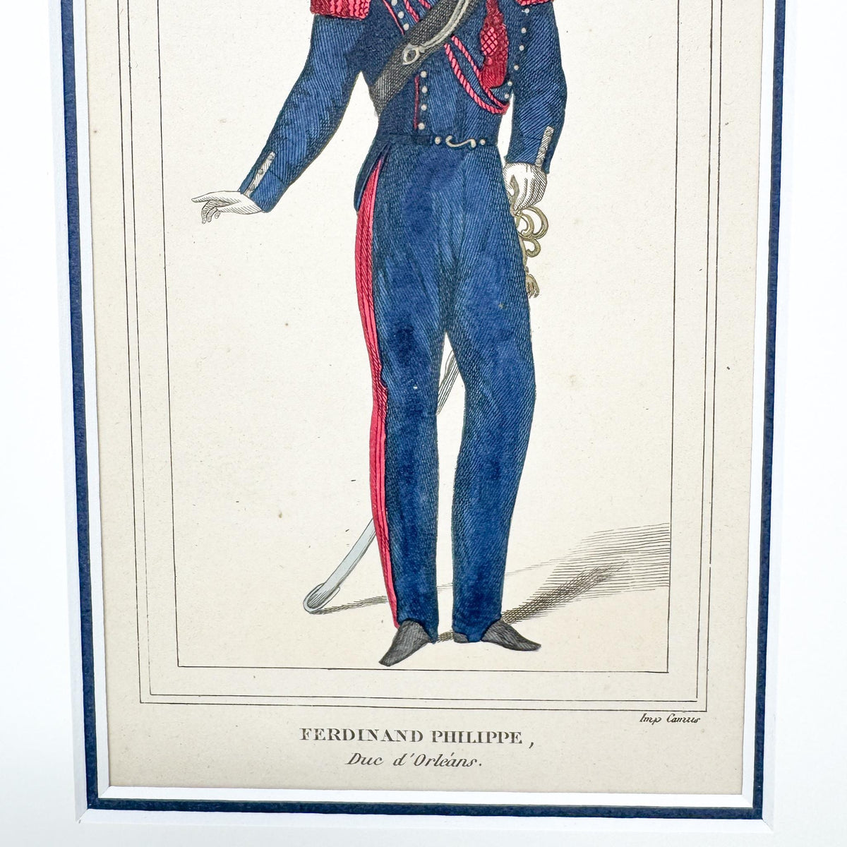 Framed Antique French Fashion Lithograph, Ferdinand Philippe