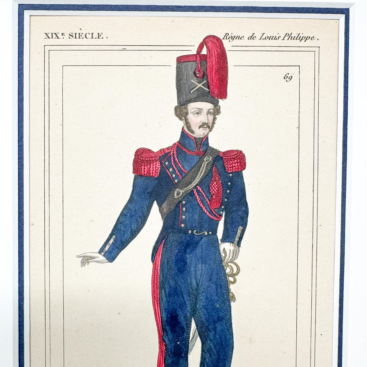 Framed Antique French Fashion Lithograph, Ferdinand Philippe