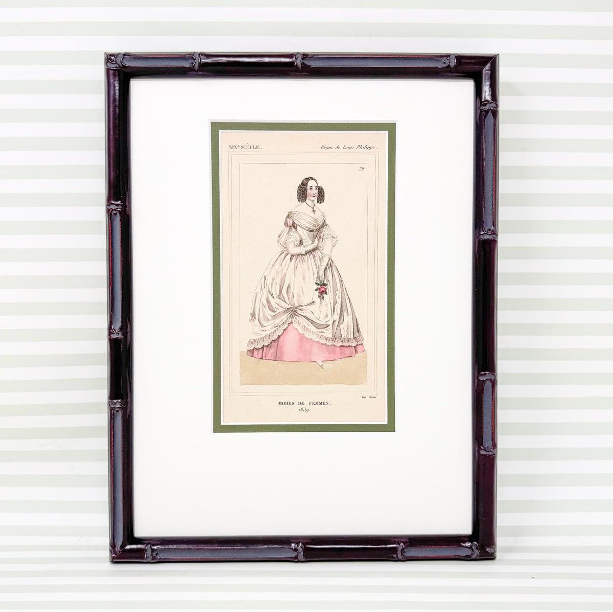 Framed Antique French Fashion Lithograph, Modes De Femmes 1839