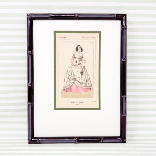 Framed Antique French Fashion Lithograph, Modes De Femmes 1839