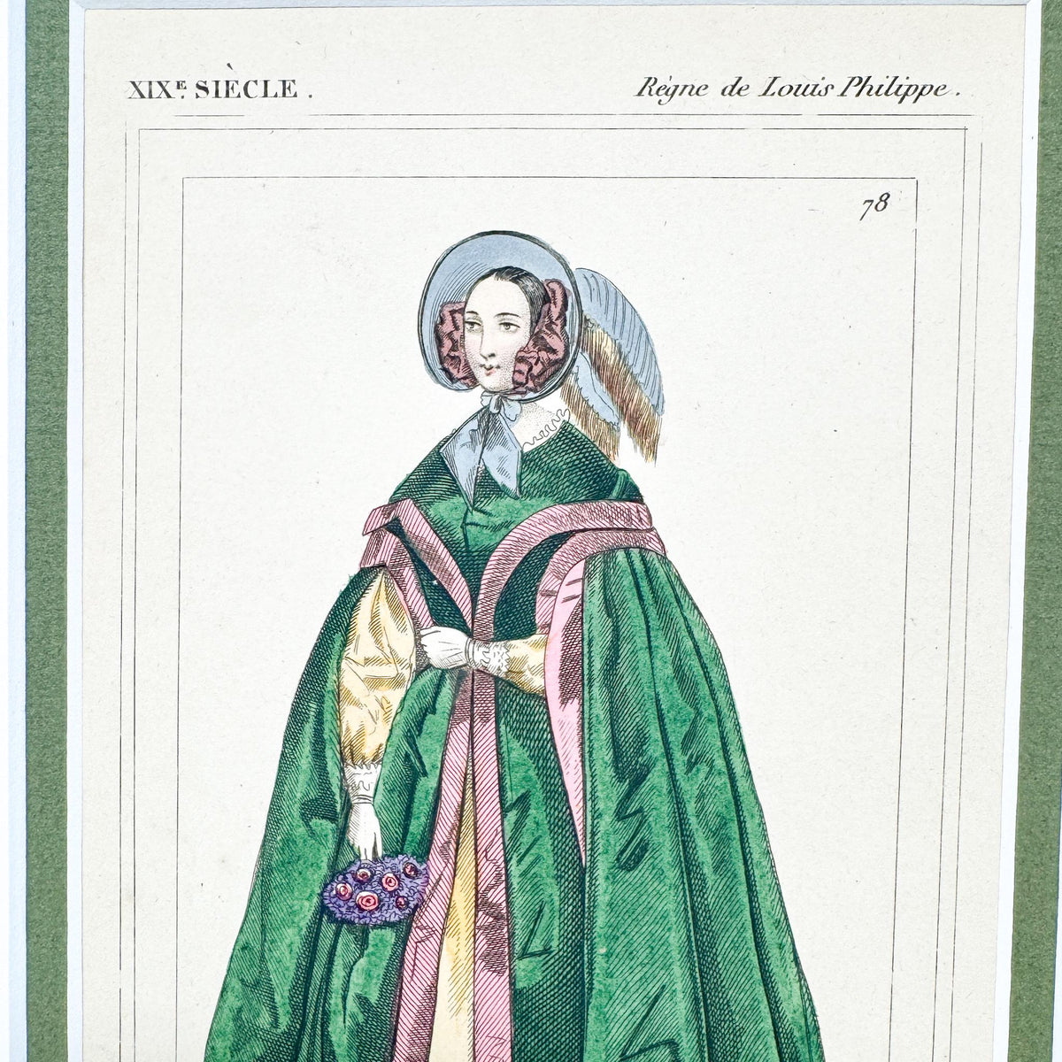 Framed Antique French Fashion Lithograph, Modes De Femmes 1839