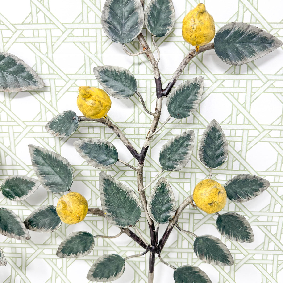 Vintage Italian Chippy Tole Candle Wall Sconces, Lemons