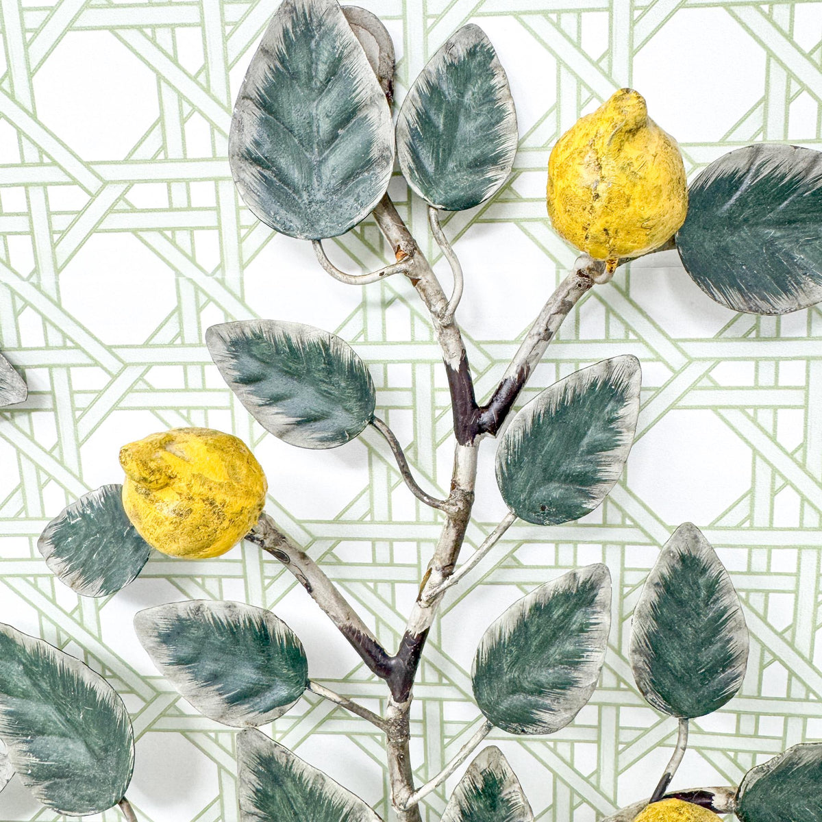 Vintage Italian Chippy Tole Candle Wall Sconces, Lemons