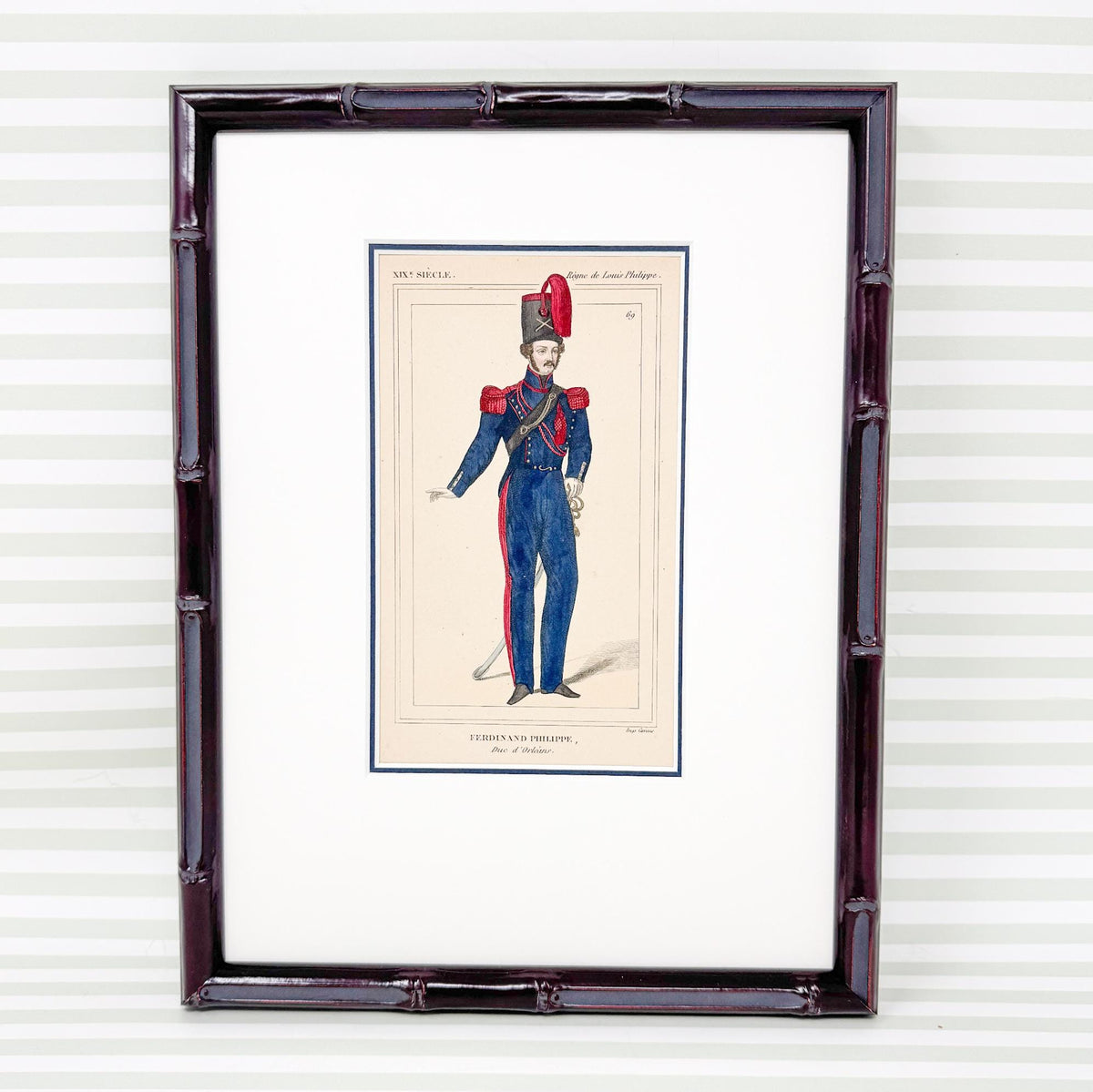 Framed Antique French Fashion Lithograph, Ferdinand Philippe