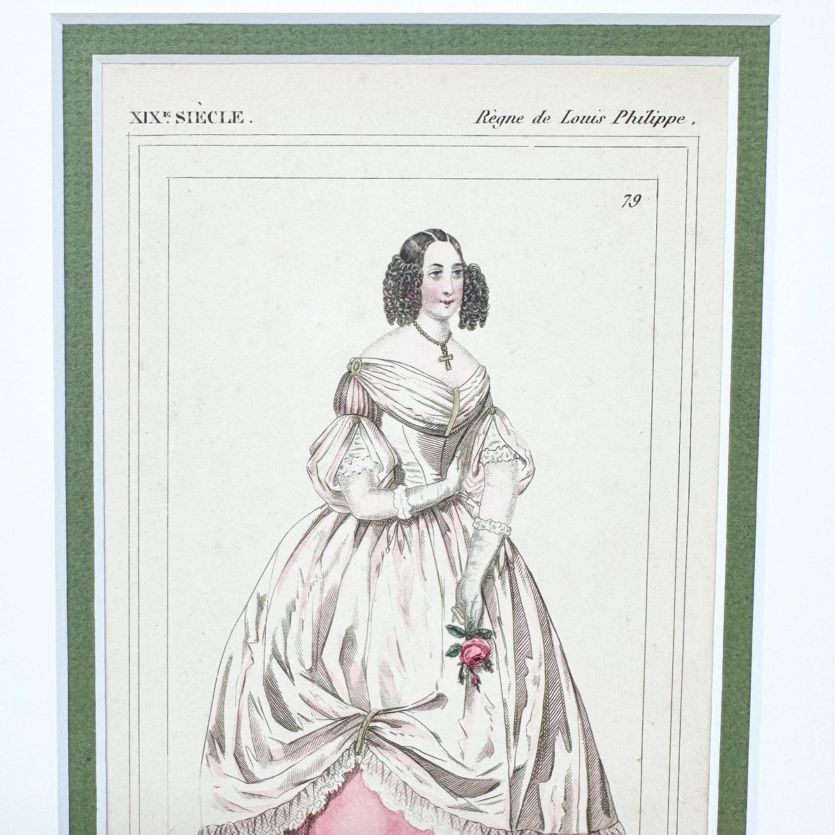 Framed Antique French Fashion Lithograph, Modes De Femmes 1839