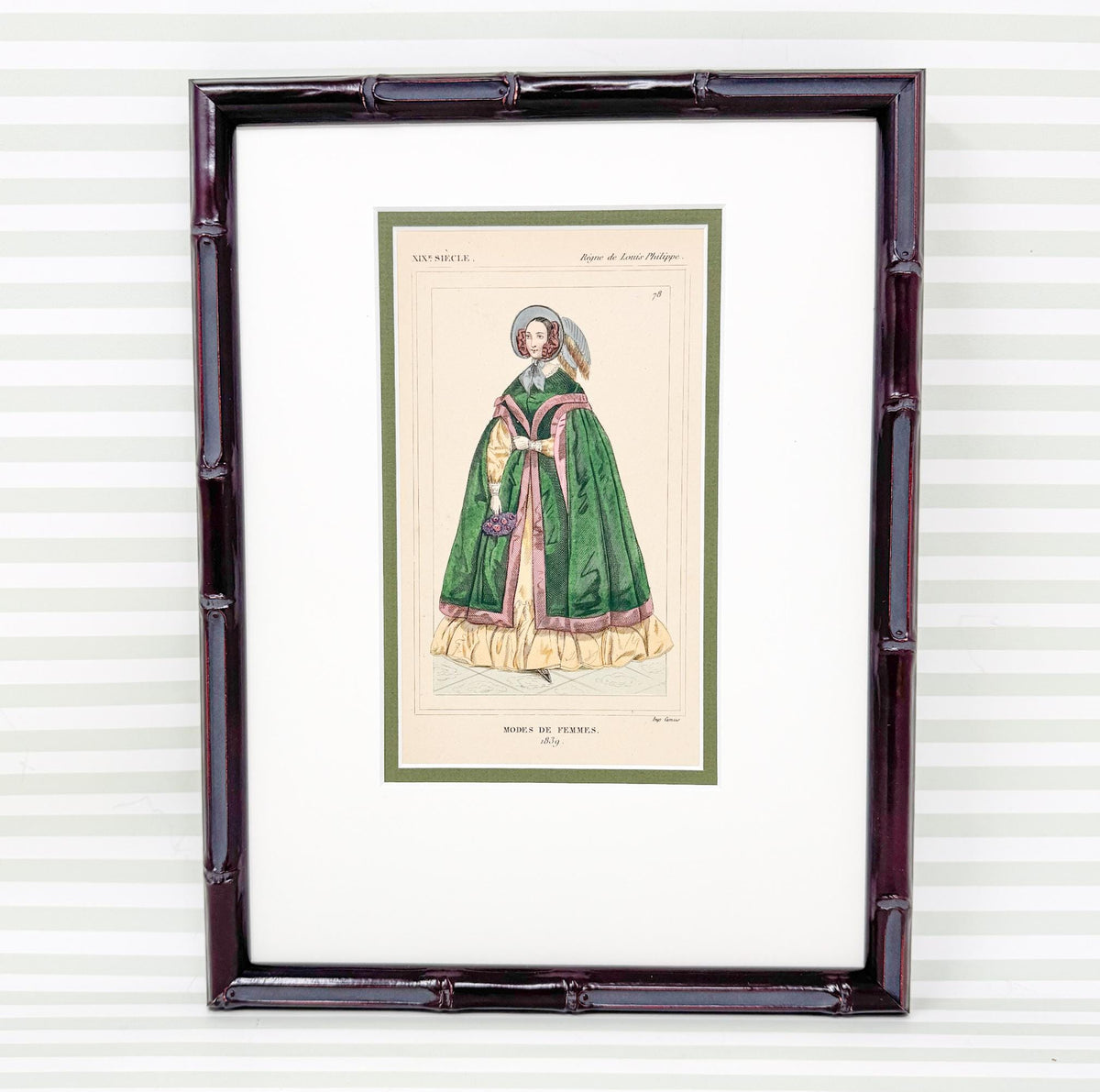 Framed Antique French Fashion Lithograph, Modes De Femmes 1839