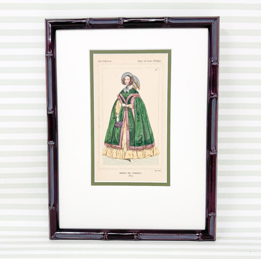 Framed Antique French Fashion Lithograph, Modes De Femmes 1839