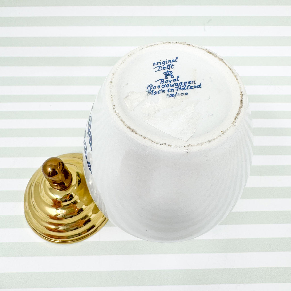 New Jersey Delft Polychrome Tobacco Jar, 7"