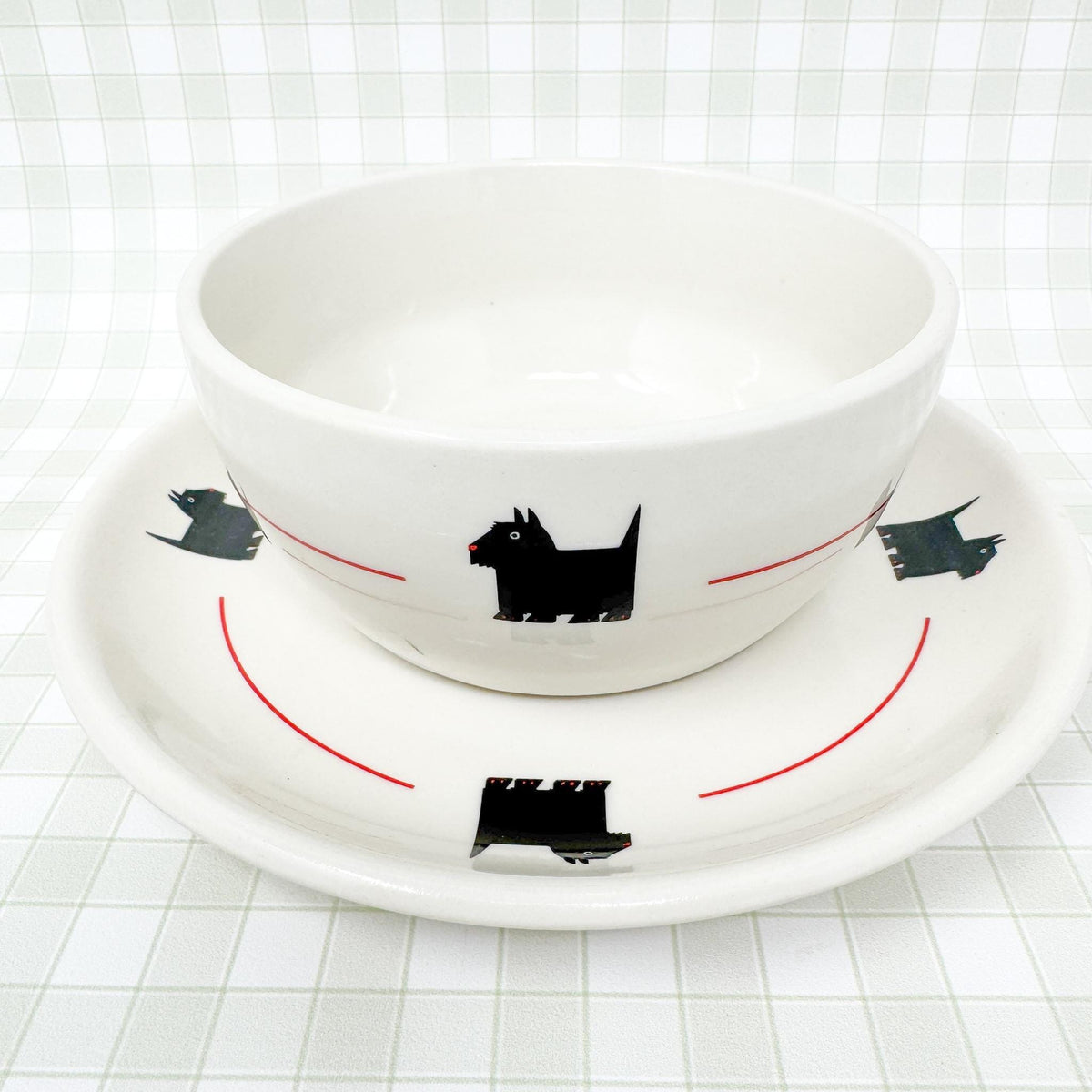 Vintage Scottish Terrier Bowl and Plate