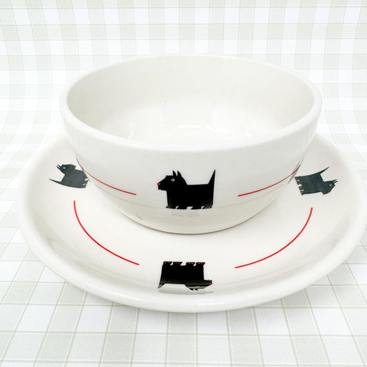 Vintage Scottish Terrier Bowl and Plate
