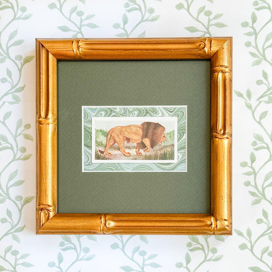 Framed Vintage Cigarette Card c. 1954, Lion