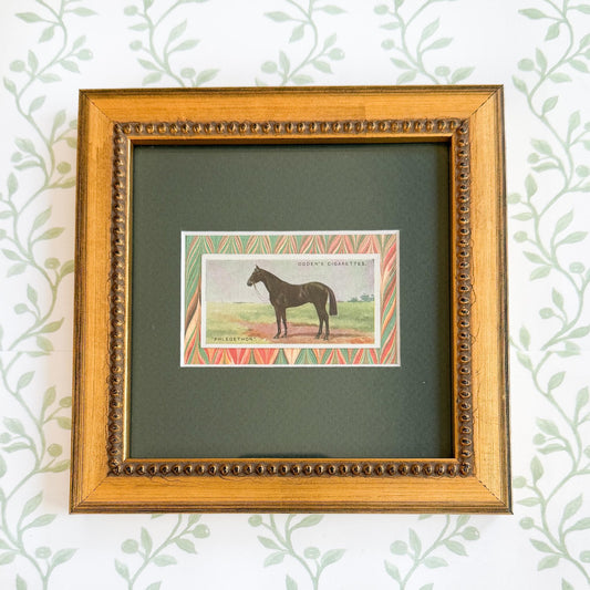 Framed Antique Race Horse Derby Cigarette Card c. 1928, Phlegethon