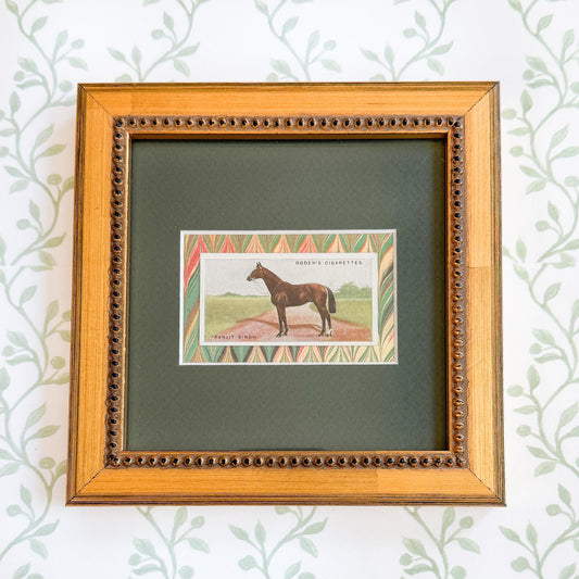 Framed Antique Race Horse Derby Cigarette Card c. 1928, Ranjit Singh