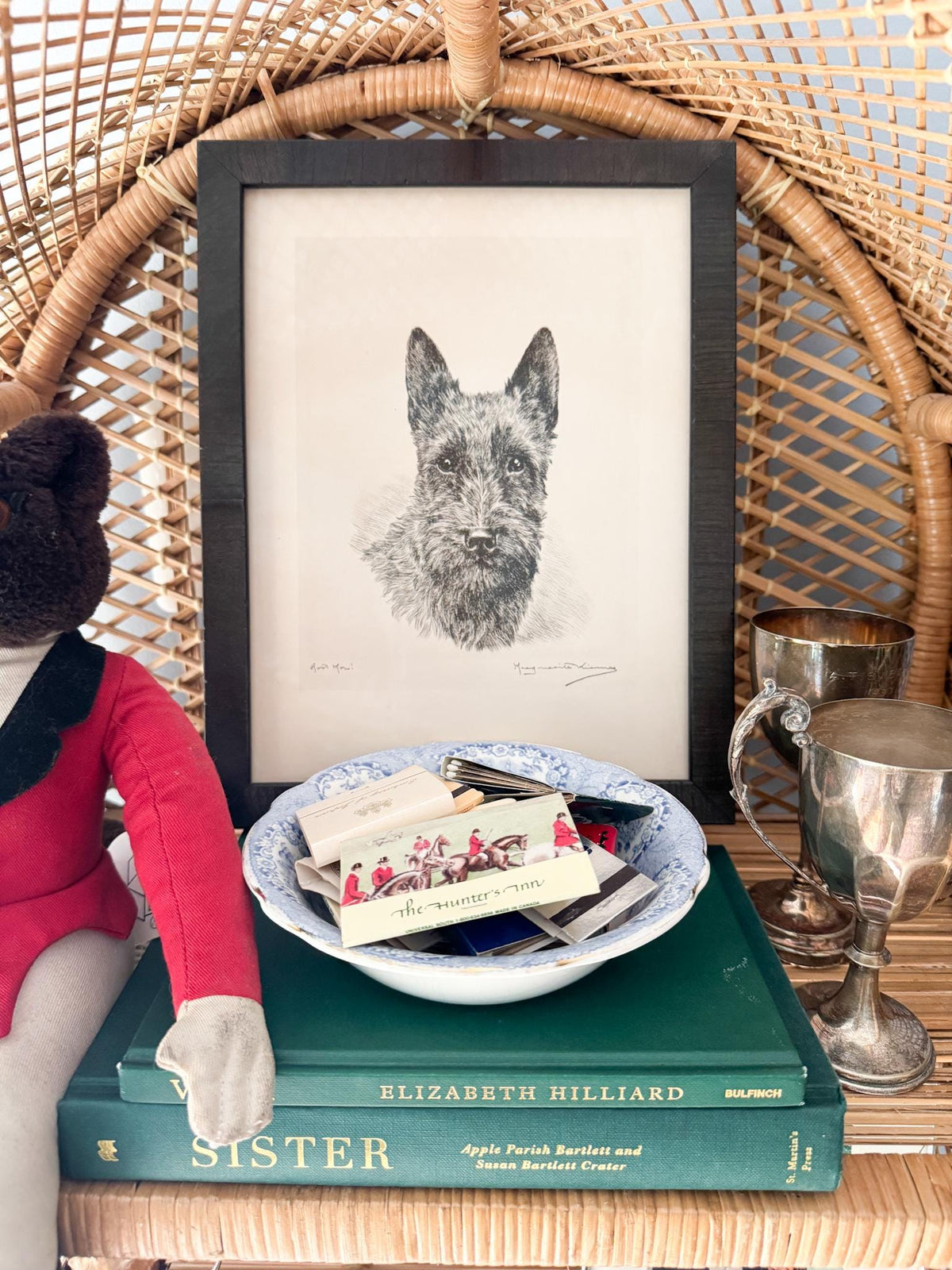 Framed Marguerite Kirmse Original Signed Etching, Scottish Terrier, Hoot Mon!