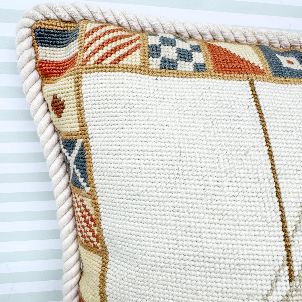 Vintage Needlepoint Pillow, Sailboat and Burgees