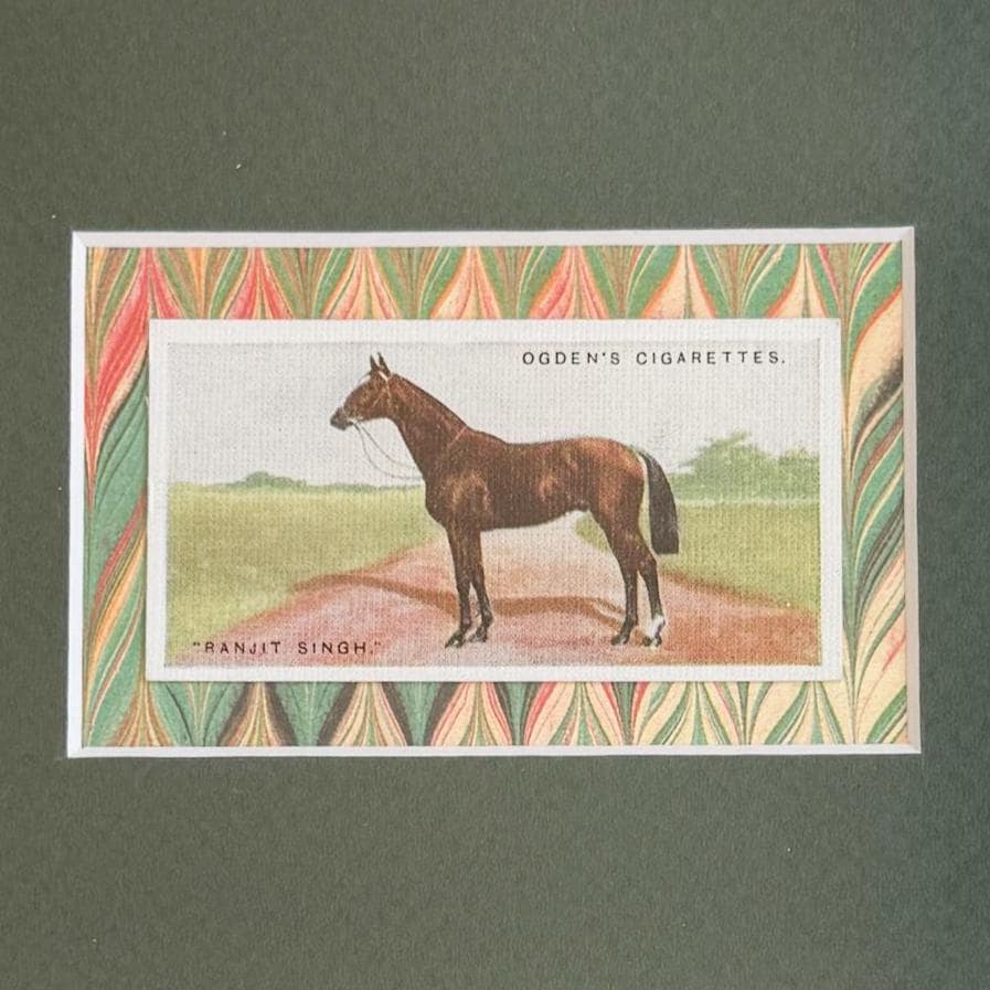 Framed Antique Race Horse Derby Cigarette Card c. 1928, Ranjit Singh