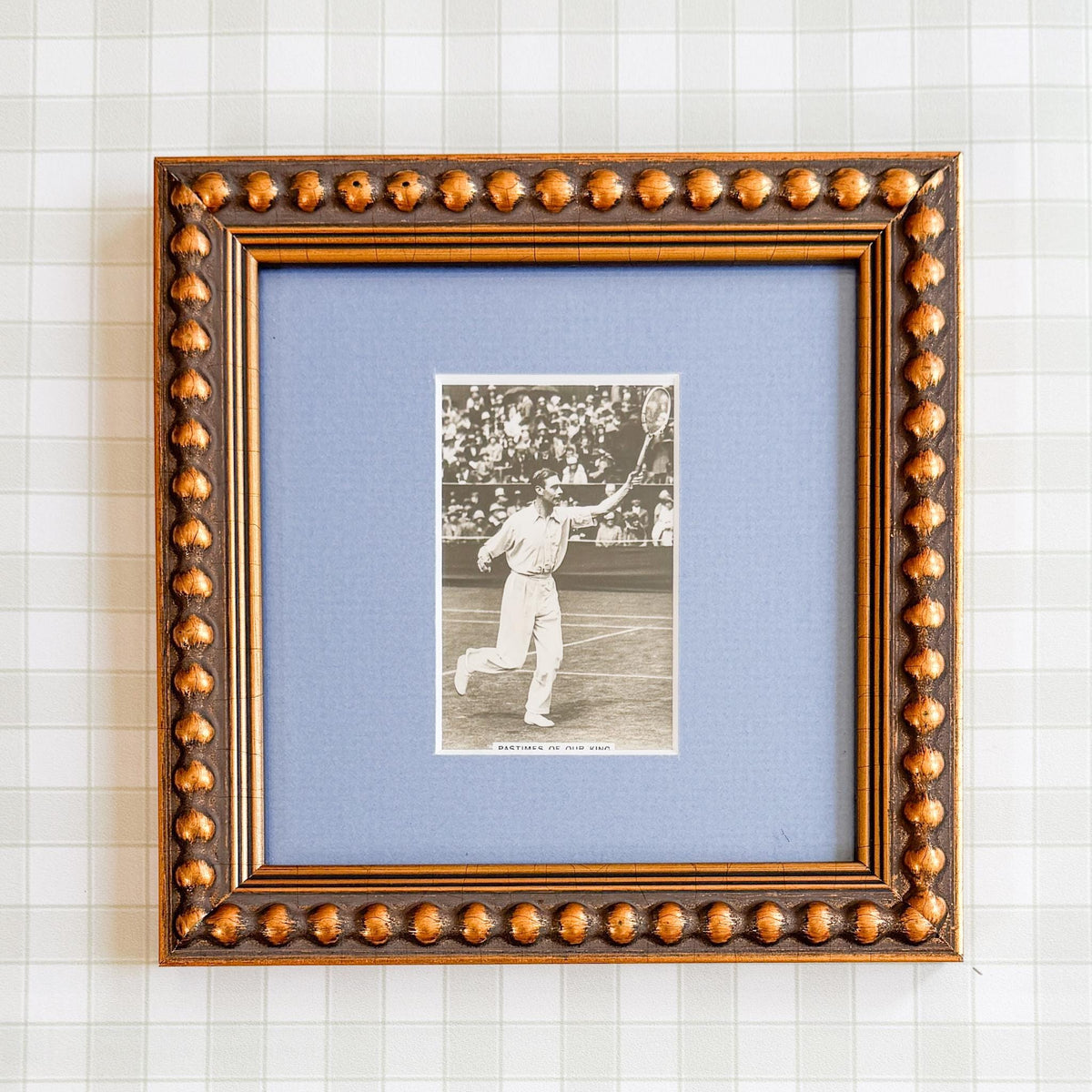 Framed Vintage Cigarette Card, Tennis, Pastimes of Our King