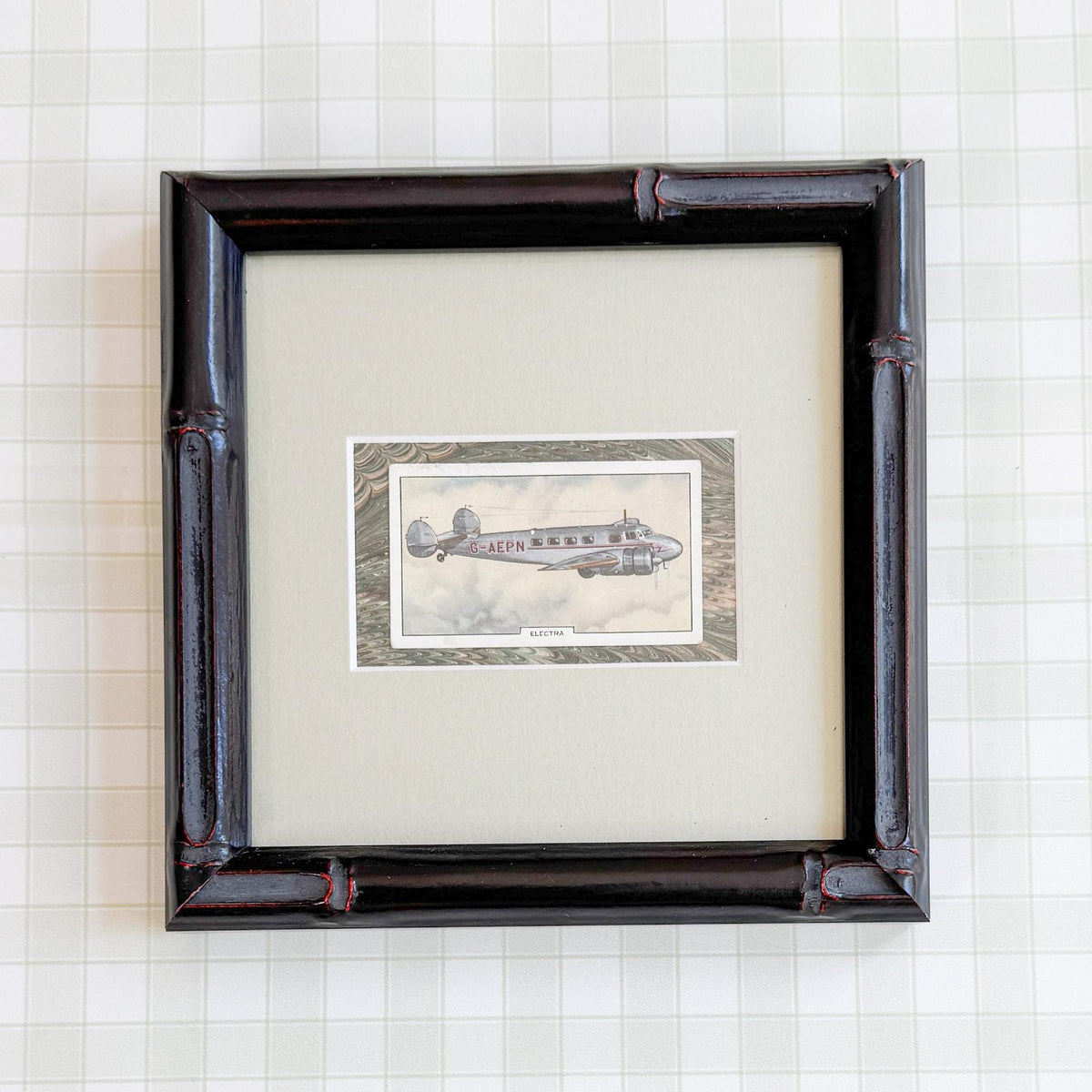 Framed Vintage Cigarette Card, Airplane, Electra