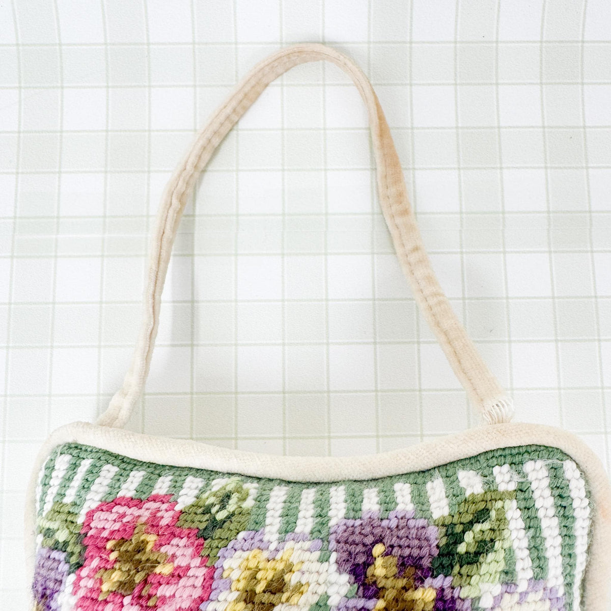 Vintage Needlepoint Door Hanger, Press The Button for Maid Service, If No Answer, Do It Yourself