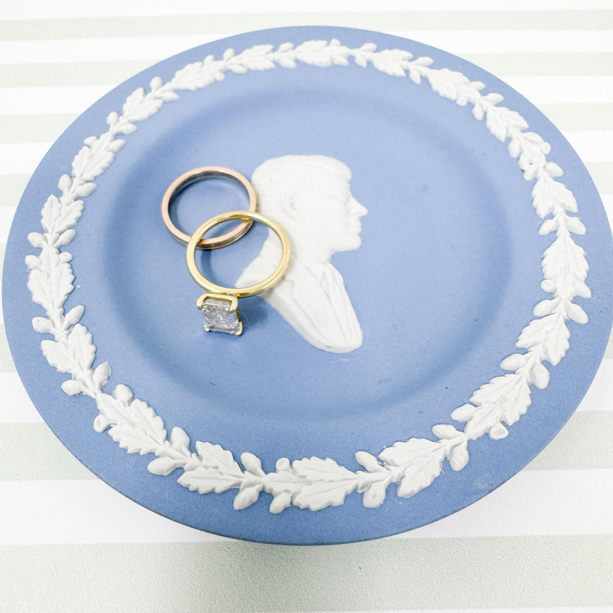 Vintage Wedgwood Jasperware 4.5" Dish, JFK
