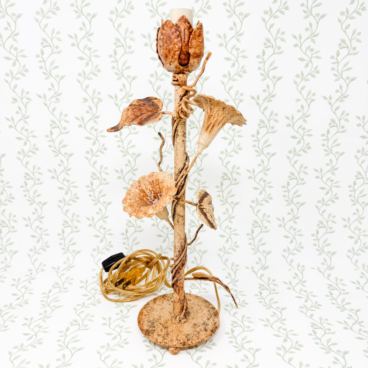 Vintage Italian Tole Floral Table Lamp